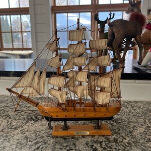 Mayflower Wooden Ship Model - Brown and Cream